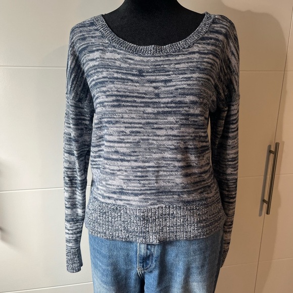 Banana Republic Navy Heather Crop Sweater with Zipper Accent - Picture 10 of 10